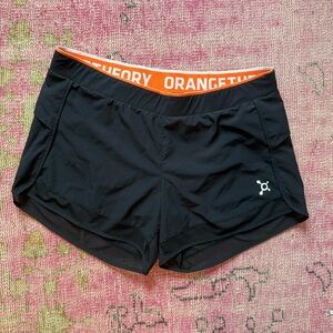 Orangetheory Black Athletic Shorts with Orange Waistband